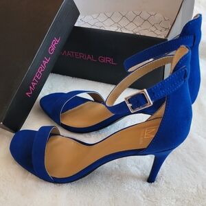 Material Girl Cobalt Blue Ankle Strap Heels size 9.5